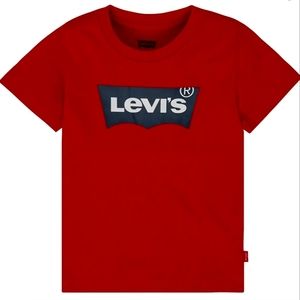 2T Toddler Bundle Levi's two piece set Red classic T shirt with navy blue jeans